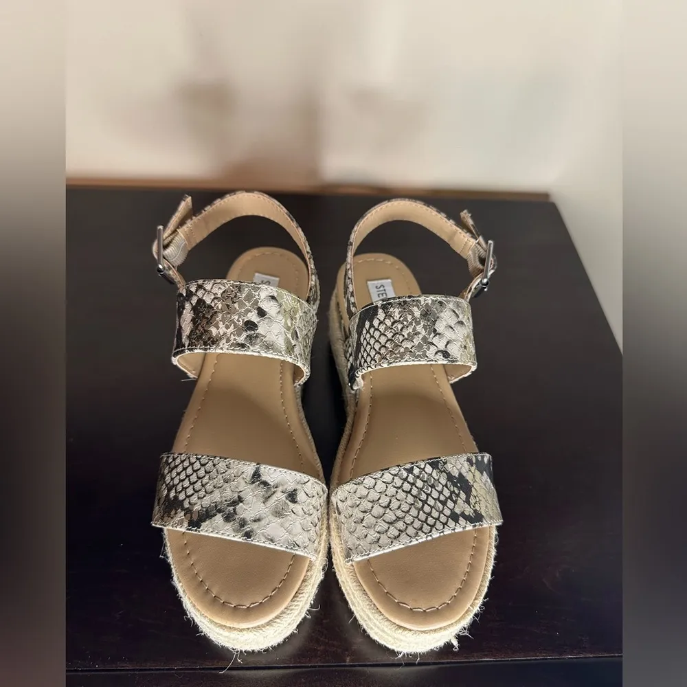 Steve Madden Fifer Python Snake Print Espadrille Wedge Sandals - Image 3
