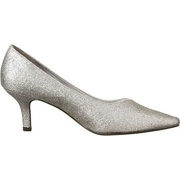 Easy Street Women's Chiffon Pump – Silver Glitter, Pointed Toe, Size 8.5, New - Image 2