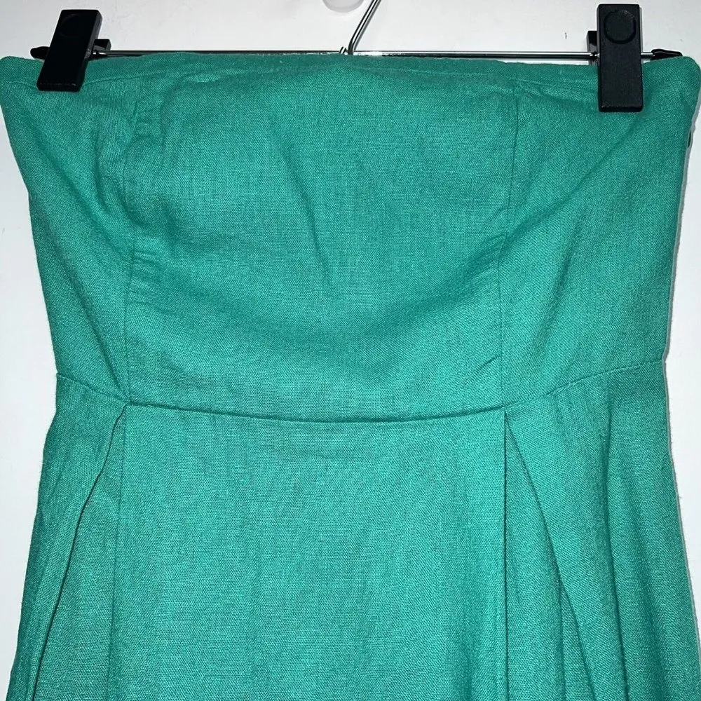 Old Navy Womens Strapless Dress Size 0 Green Linen Blend NEW - Image 2