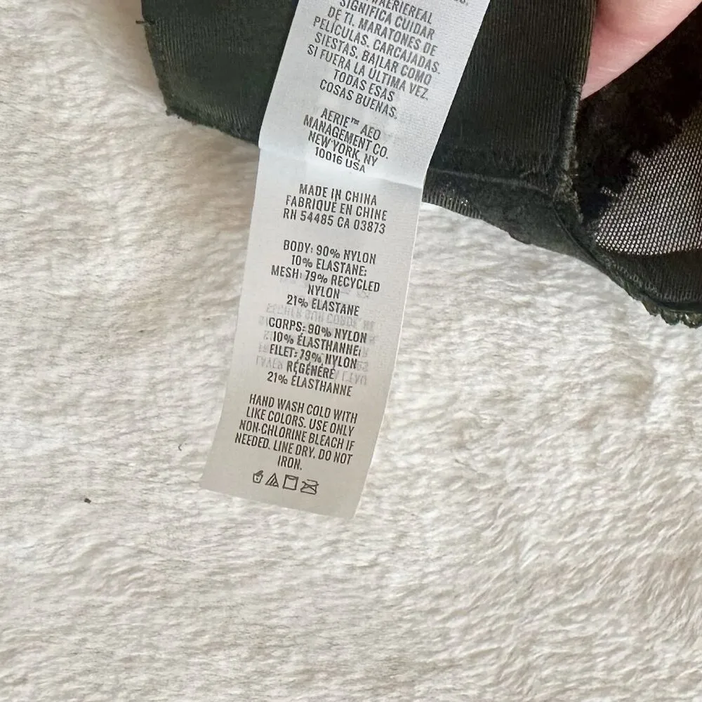 NWT Aerie Dark Green Real Power Wireless Push Up Joy Convertible Lace Bra - 36C - Image 3