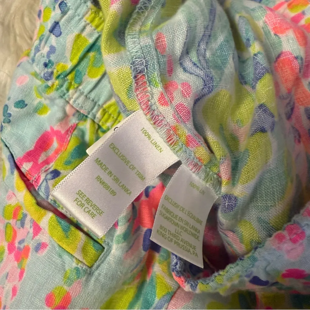 Lilly Pulitzer Linen Palazzo Pants XS Tropical Print Wide Leg Resort Wear - Image 5