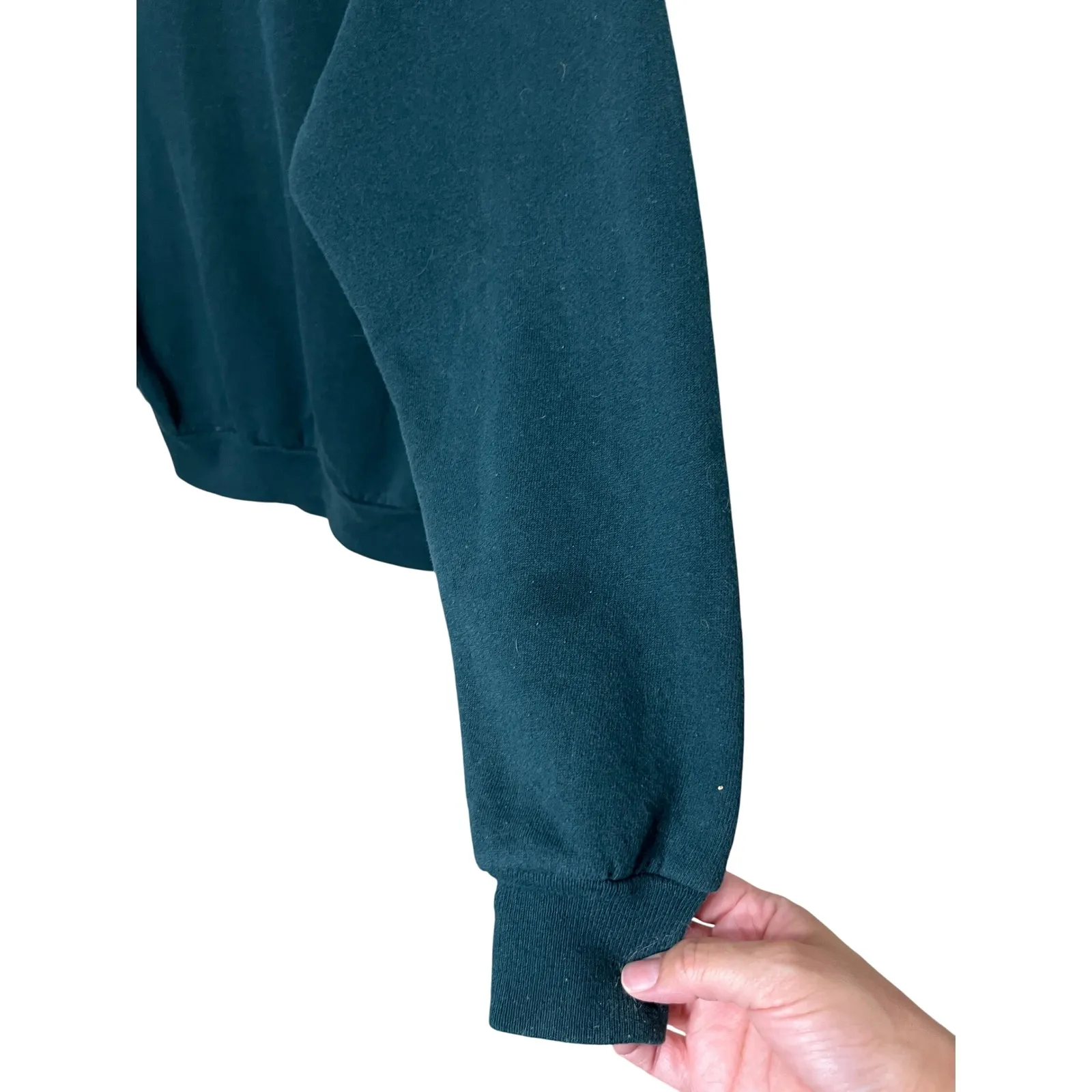 Vintage Morning Sun Forest Green Crewneck Sweatshirt Mouse Leaf Print M Size M - Image 8