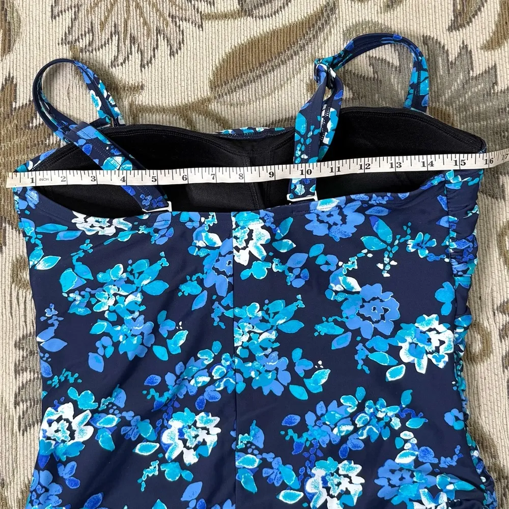 Seekers Swim Dress One Piece Swimsuit Swimdress Floral 16W 16 C/D Blue - Image 8