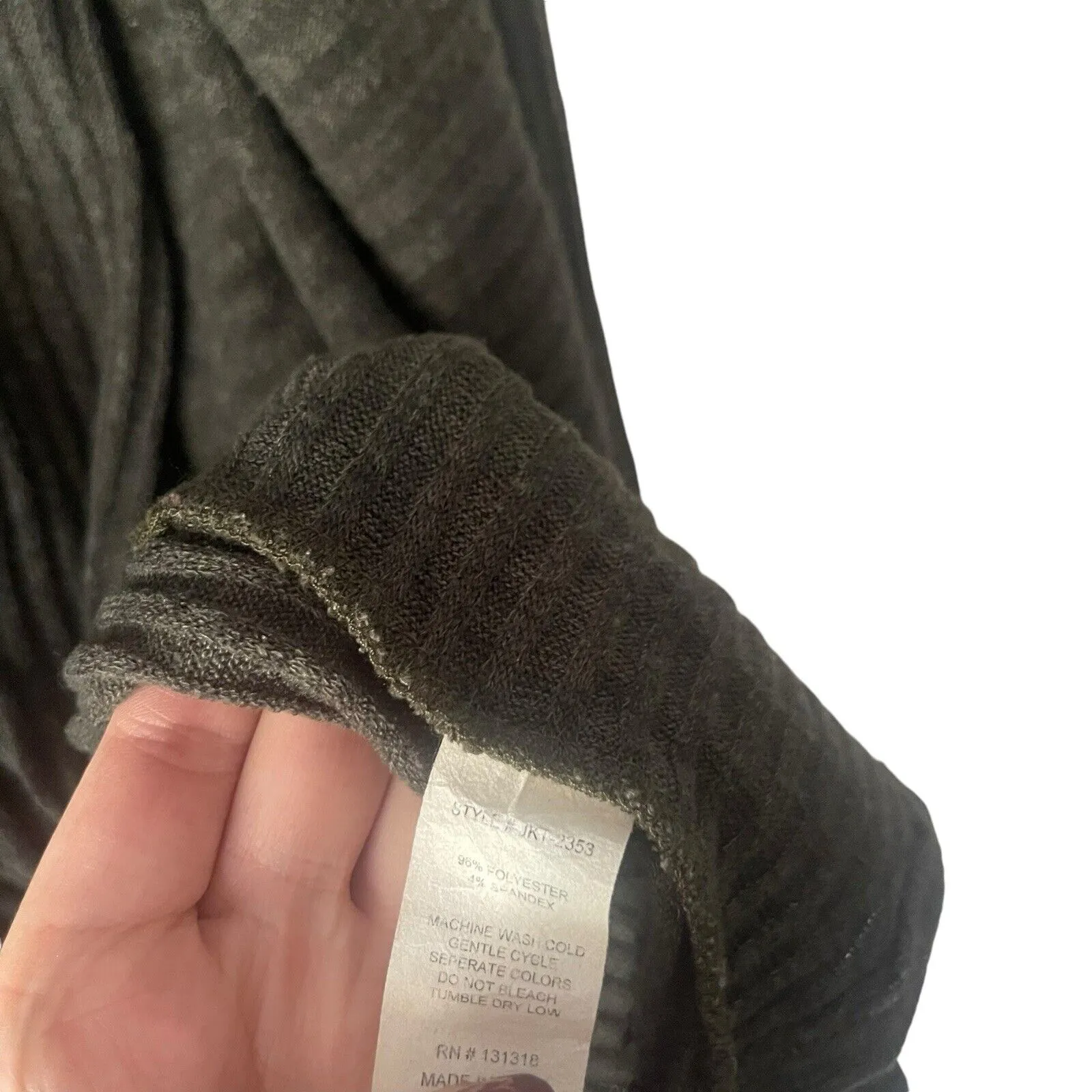 Pen Paper Women's‎ Size Large Green Ribbed Open Front Cardigan Sweater - Image 7