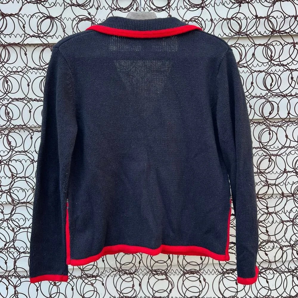 Vintage Y2K Ugly Christmas Winter Cardigan Sweater Santa Snowman Pockets PS Black Size undefined - Image 3