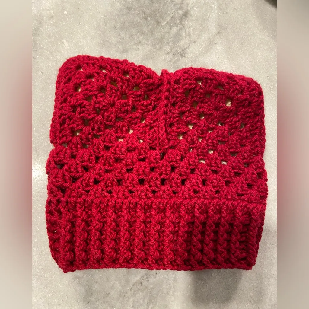 Handmade Crochet Cat Animal Ear Beanie Hat Cozy Ribbed Brim Stretch Winter Hat - Image 6