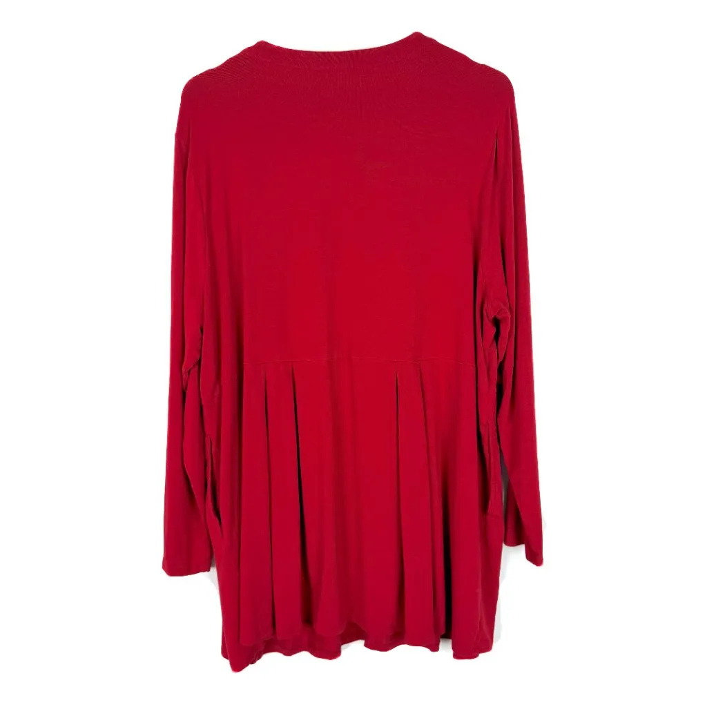 J. Jill Wearever Collection Pleated One Button Peplum Cardigan Red Plus Size 2X - Image 8