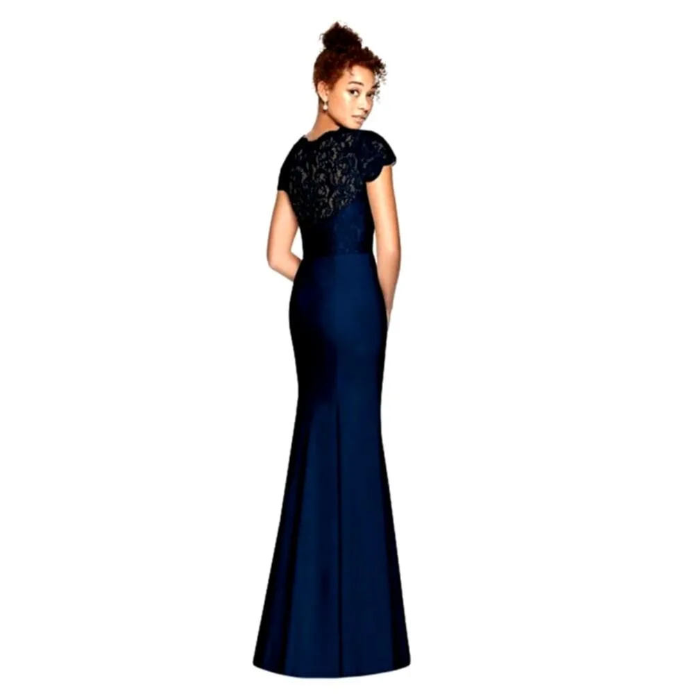 Jenny Packham Victorian Sequin Lace & Crepe Trumpet Gown - Image 4