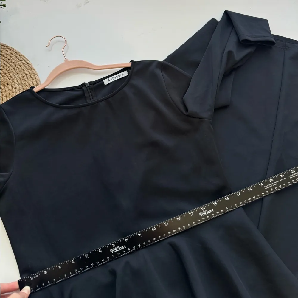 Classic Long Sleeve‎ Peplum Maxi Dress Size Medium Black - Image 4