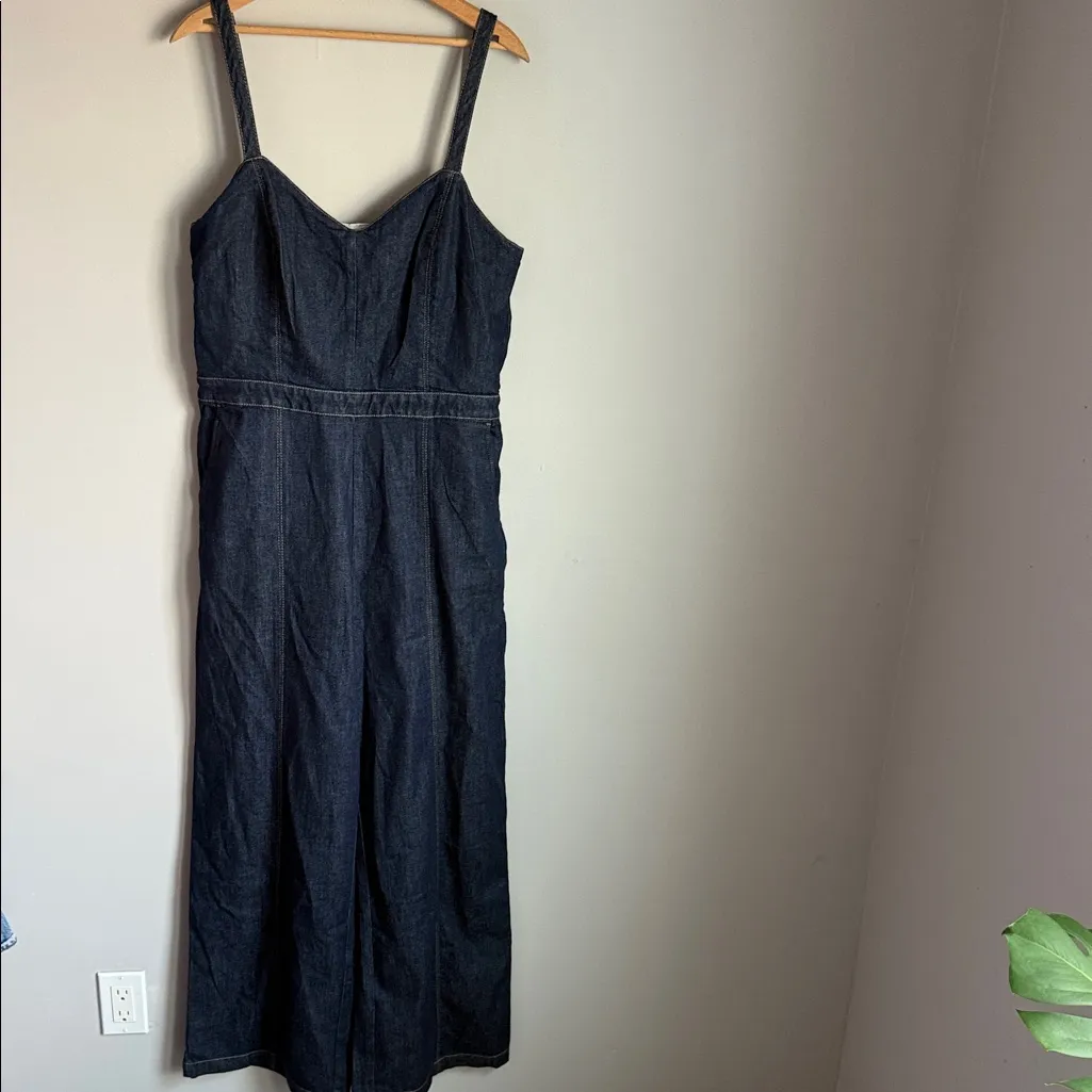 NEW Banana Republic Wide Leg Denim Indigo Women's Jumpsuit 14 - Image 3