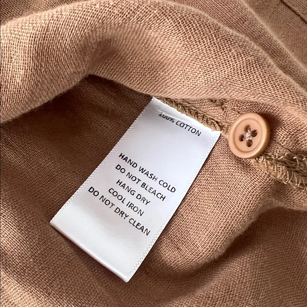 Things Between 100% Cotton Light Brown Scoop Button Tank Top Size S Tan - Image 7