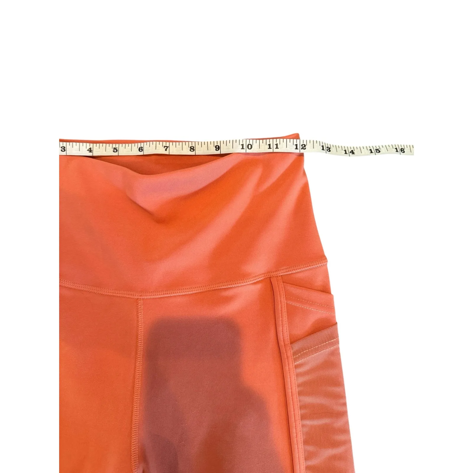 BSP Women’s Orange Cropped Leggings Medium High Waist Mesh Side Workout Pants - Image 7