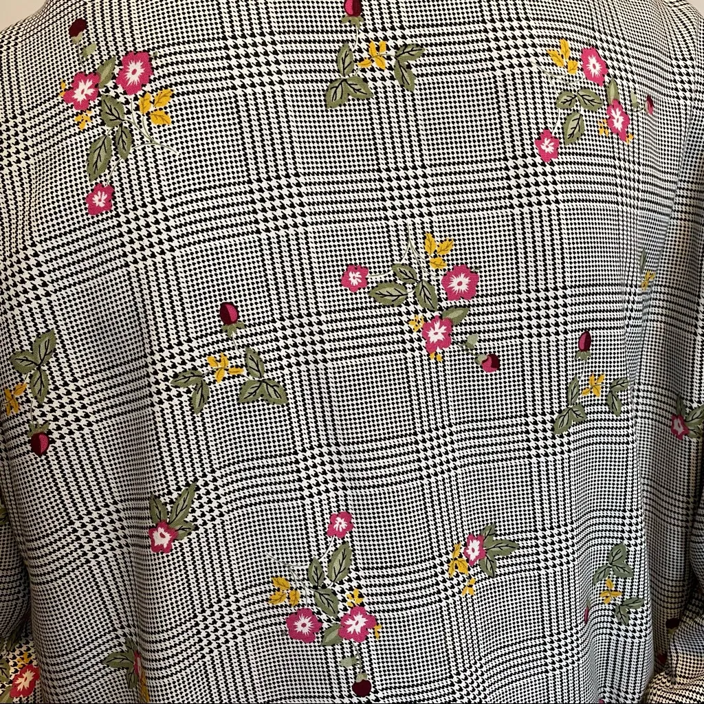 Christopher & Banks Lightweight Jacket Houndstooth Floral Plaid Pattern Spring M - Image 5