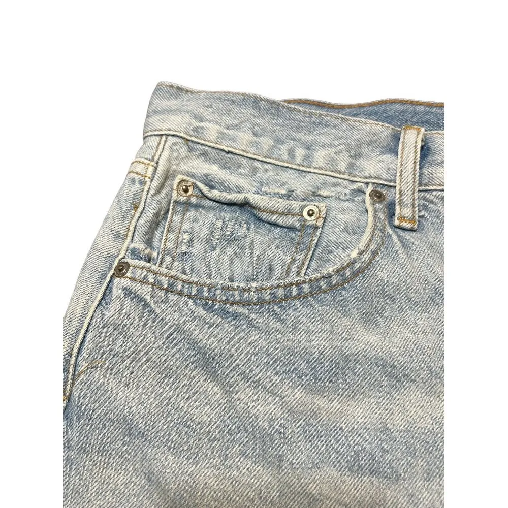 Zara Bootie Jean Shorts Button Fly Raw Hem Light Distressing Cut Offs Size 8 - Image 2