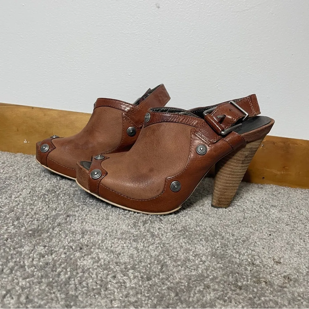 Miss Sixty Vintage Leather Platform Mule with strap size women’s size 37/6.5 - Image 2