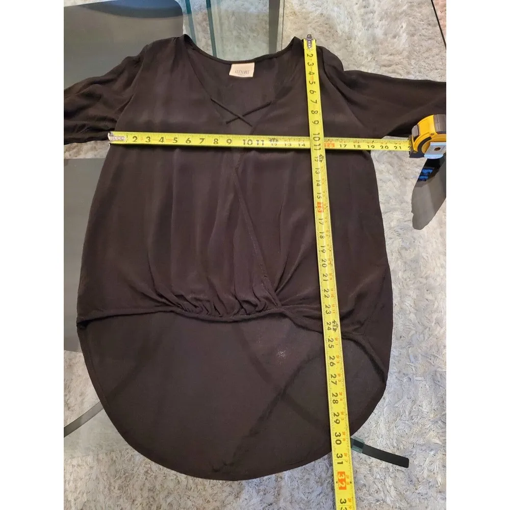 Lucy Love Women's Black 100% Rayon V-Neck Long Sleeve Casual Top Blouse Size M - Image 7