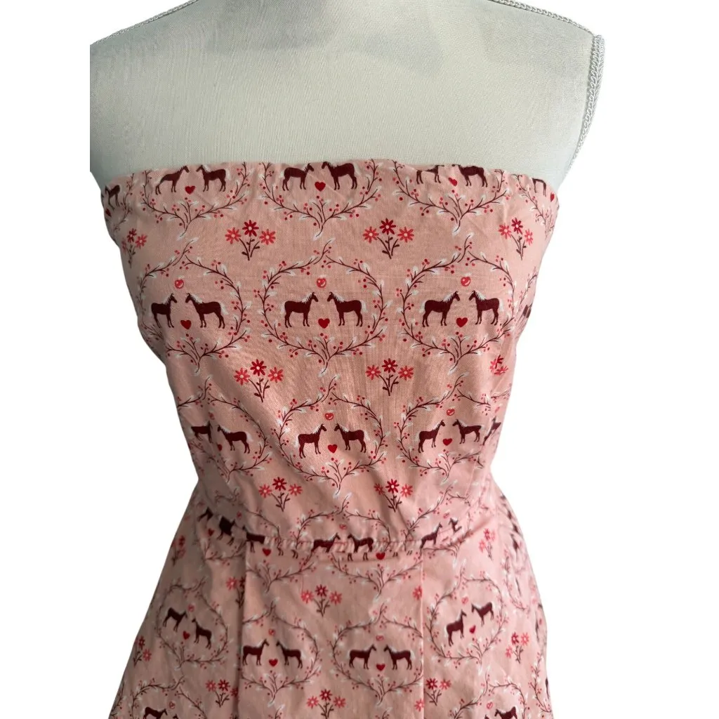 BEEBOP & WALLY New York Horse Heart Print Strapless Dress Size Small Pink - Image 6