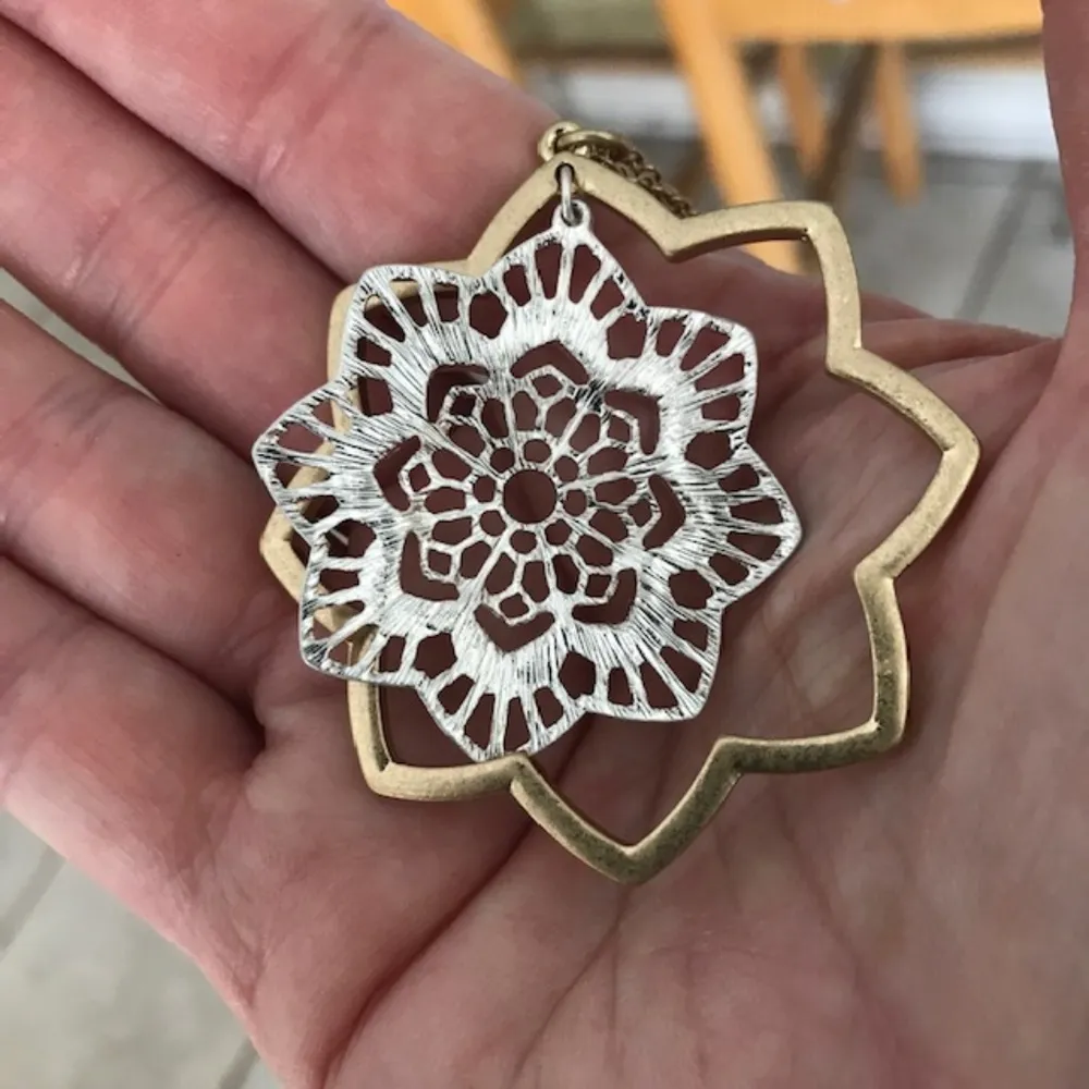 Floral Shape Pendant Open Cut on 30" Chain New - Image 5