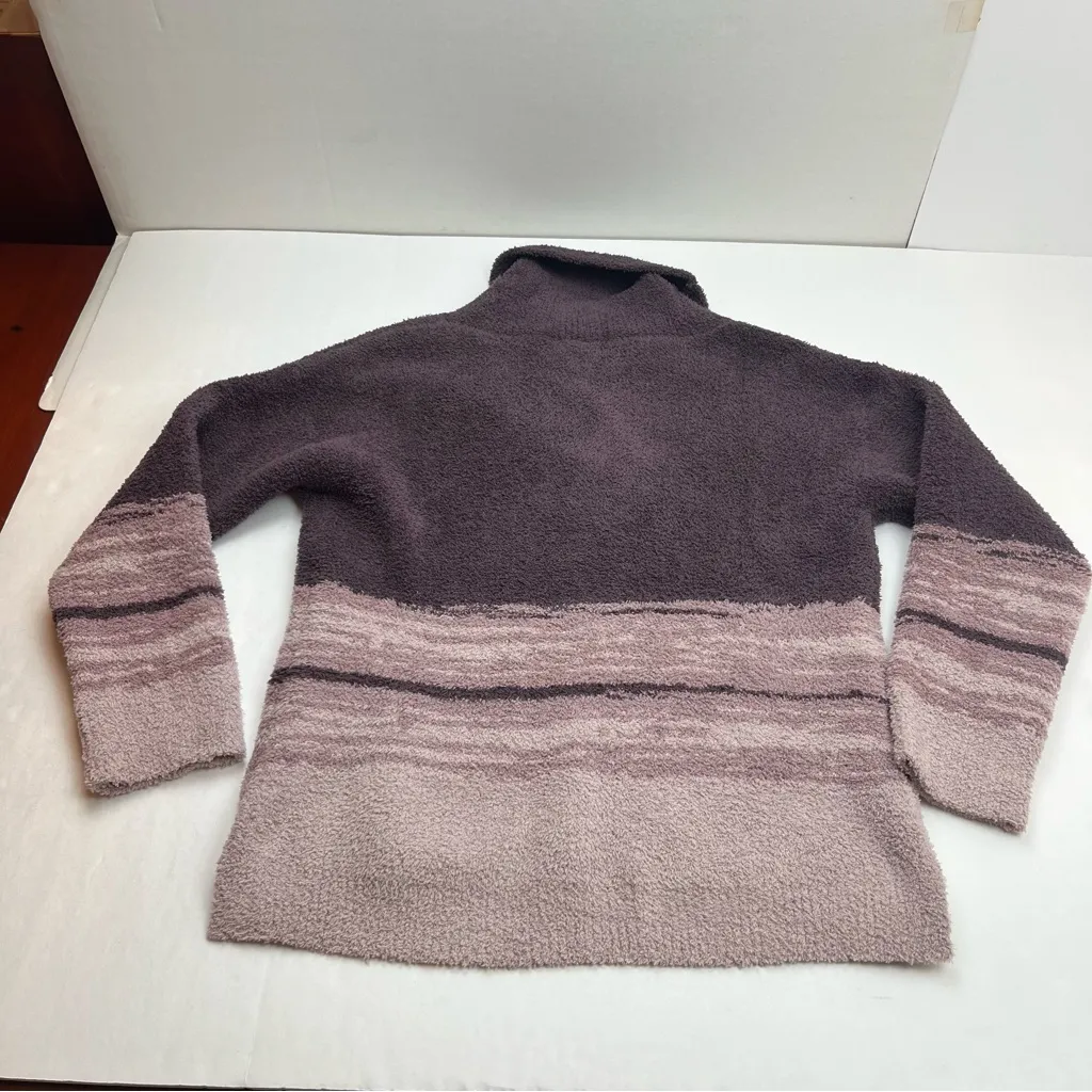 Barefoot Dreams CozyChic Shawl Collar Pullover Sweater Violet Faded Rose Medium - Image 11