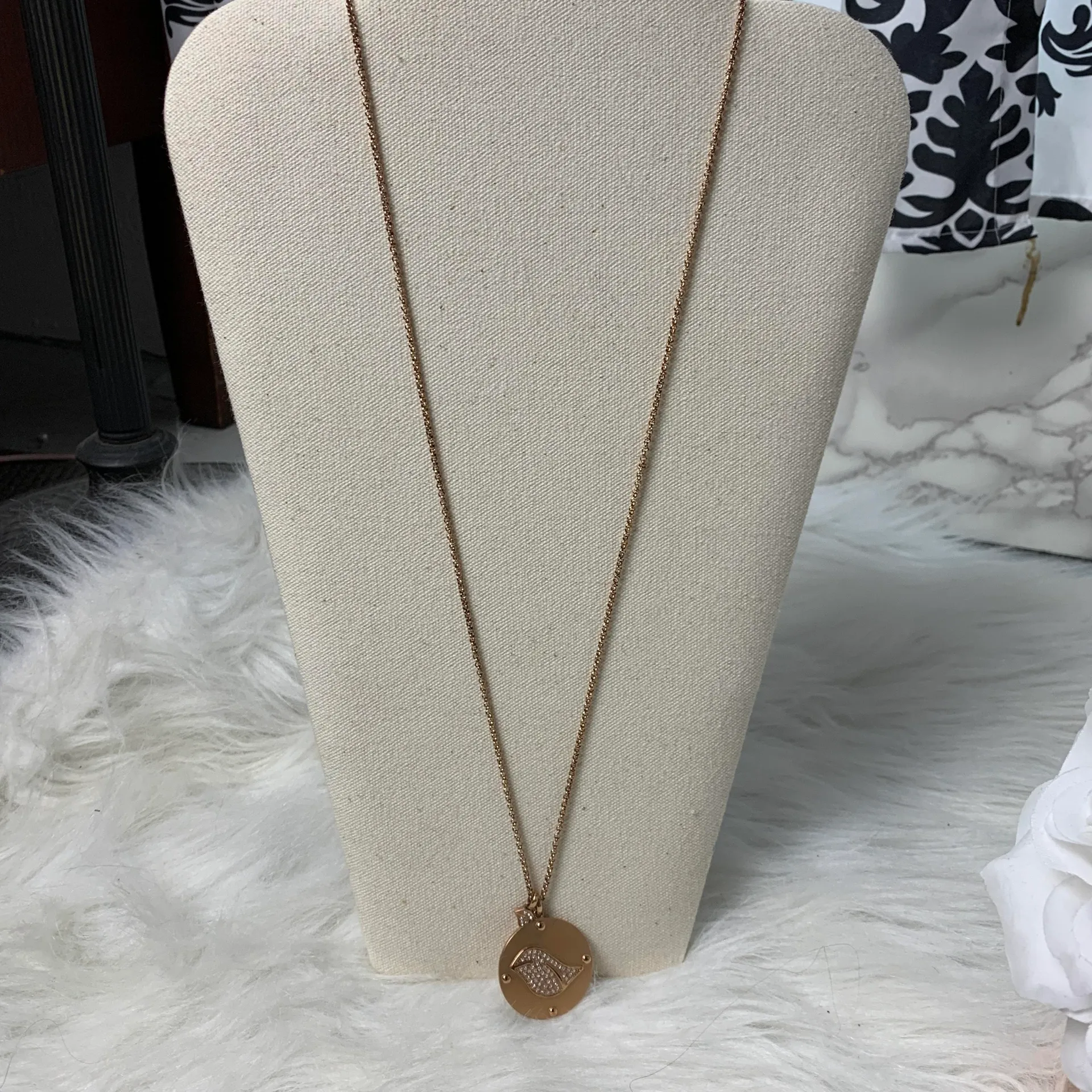 Bronze Rhinestone Bird Pendant Necklace - Image 2