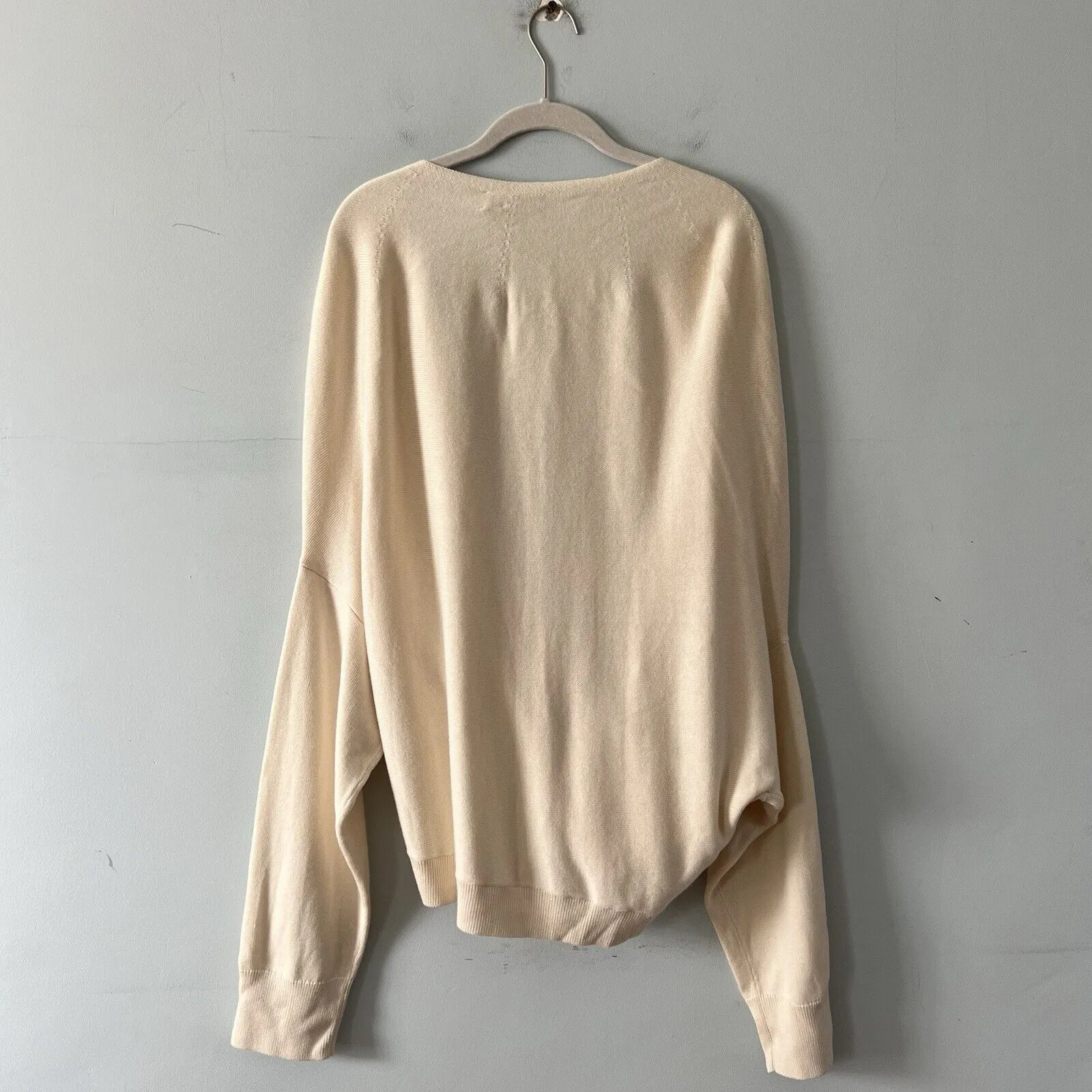 NWT Lauren Ralph Lauren Surplice Asymmetric Winter Cream Cotton Sweater - Image 5