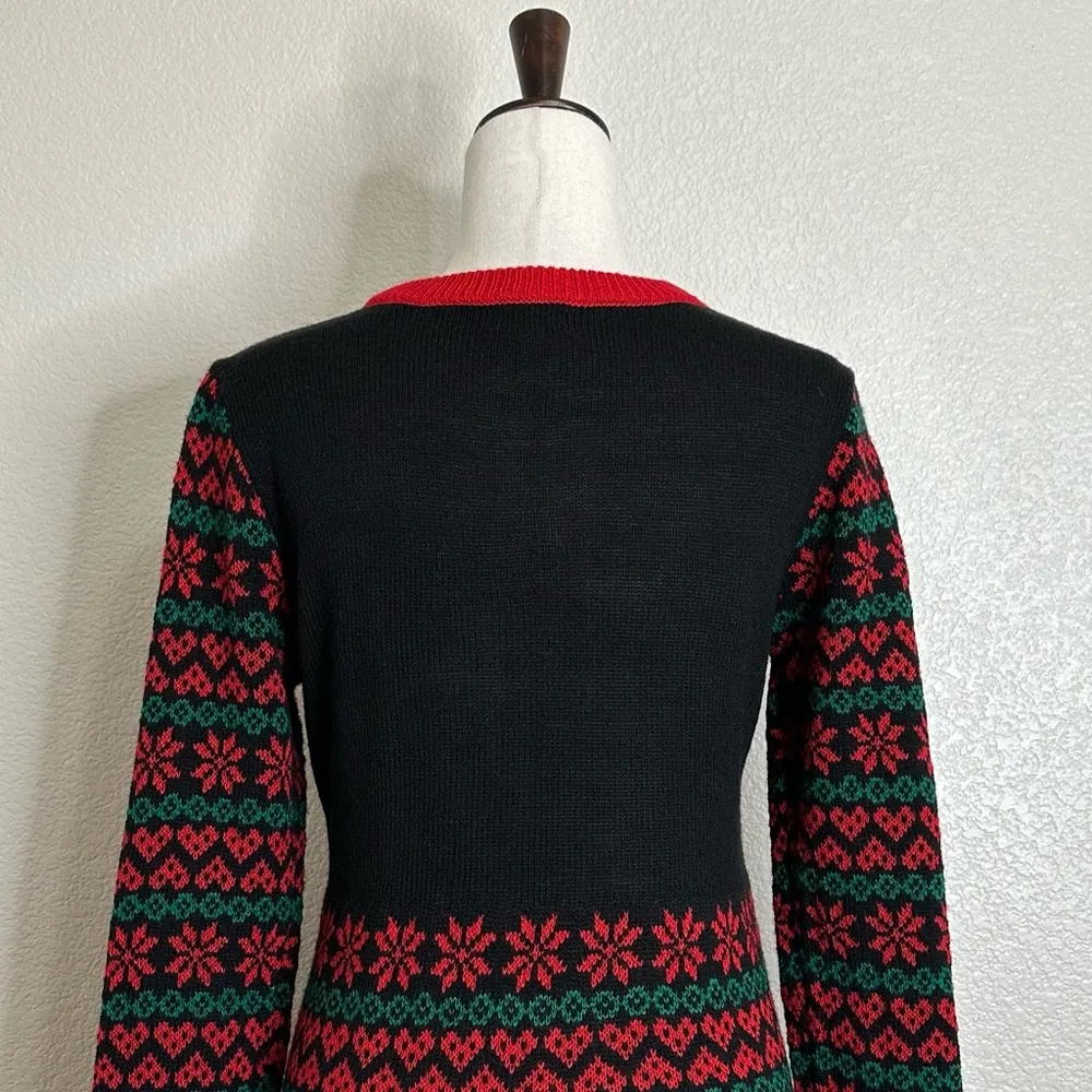 Born Famous Santa Crewneck Long Sleeves Sweater Dress, Sz Large Black - Image 9