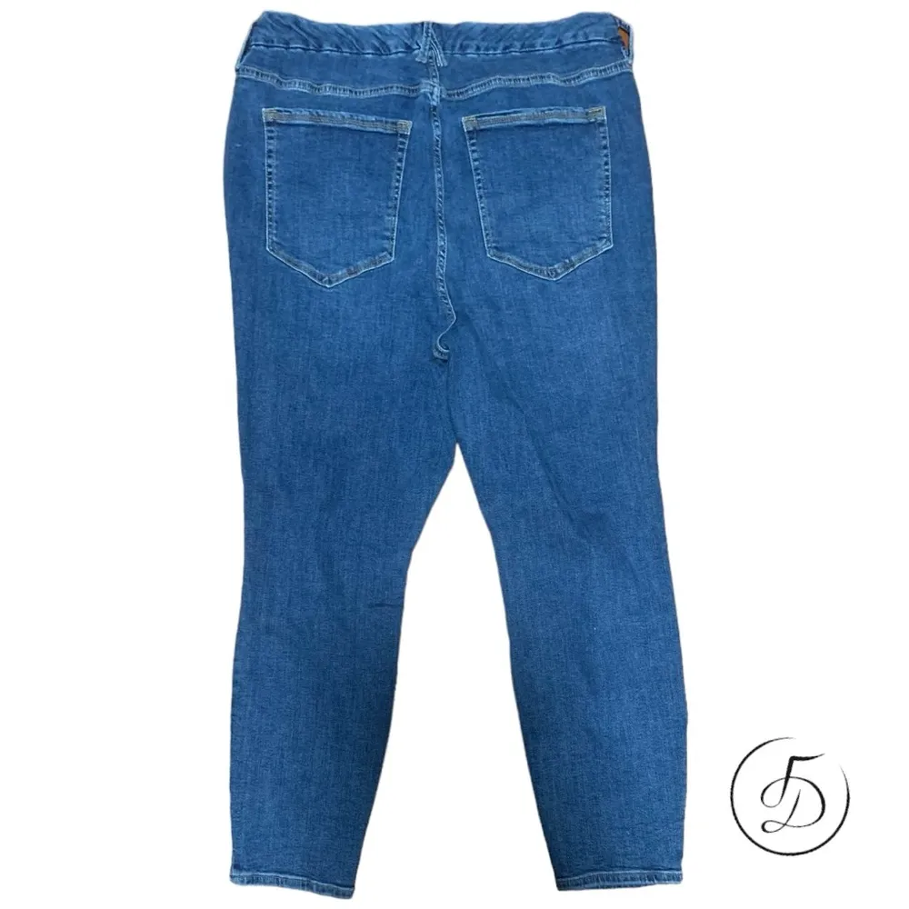 Good American Distressed Cropped Skinny Jeans Size 20 with Holes Med Blue Crop - Image 3