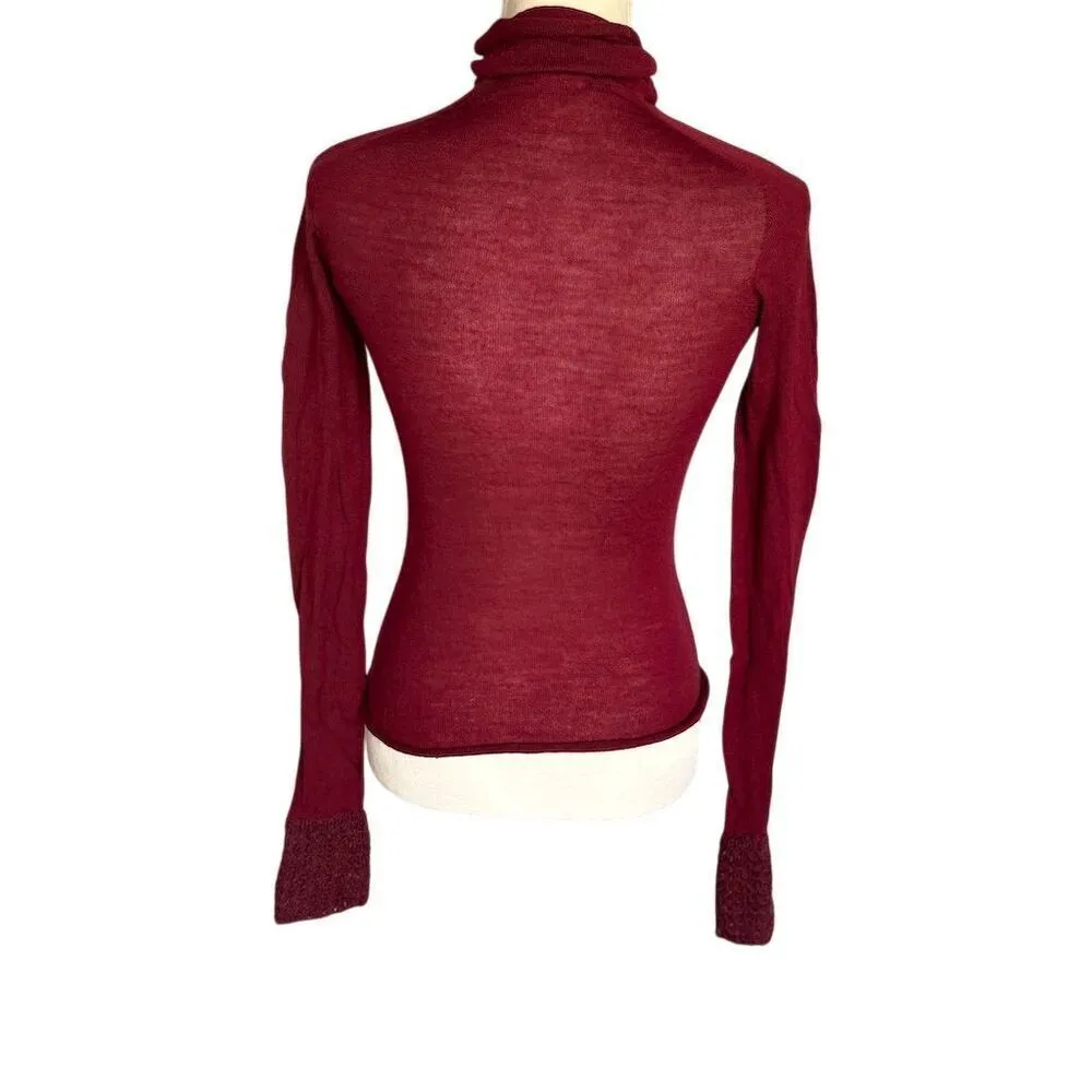 Piazza Sempione Women's Burgundy Turtleneck Sweater Size 42 - Image 2