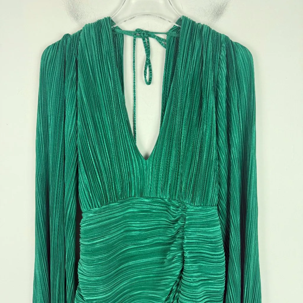 Hello Molly Hype Girl Plisse Long Sleeve Mini Dress Green US Size 8 - Image 4