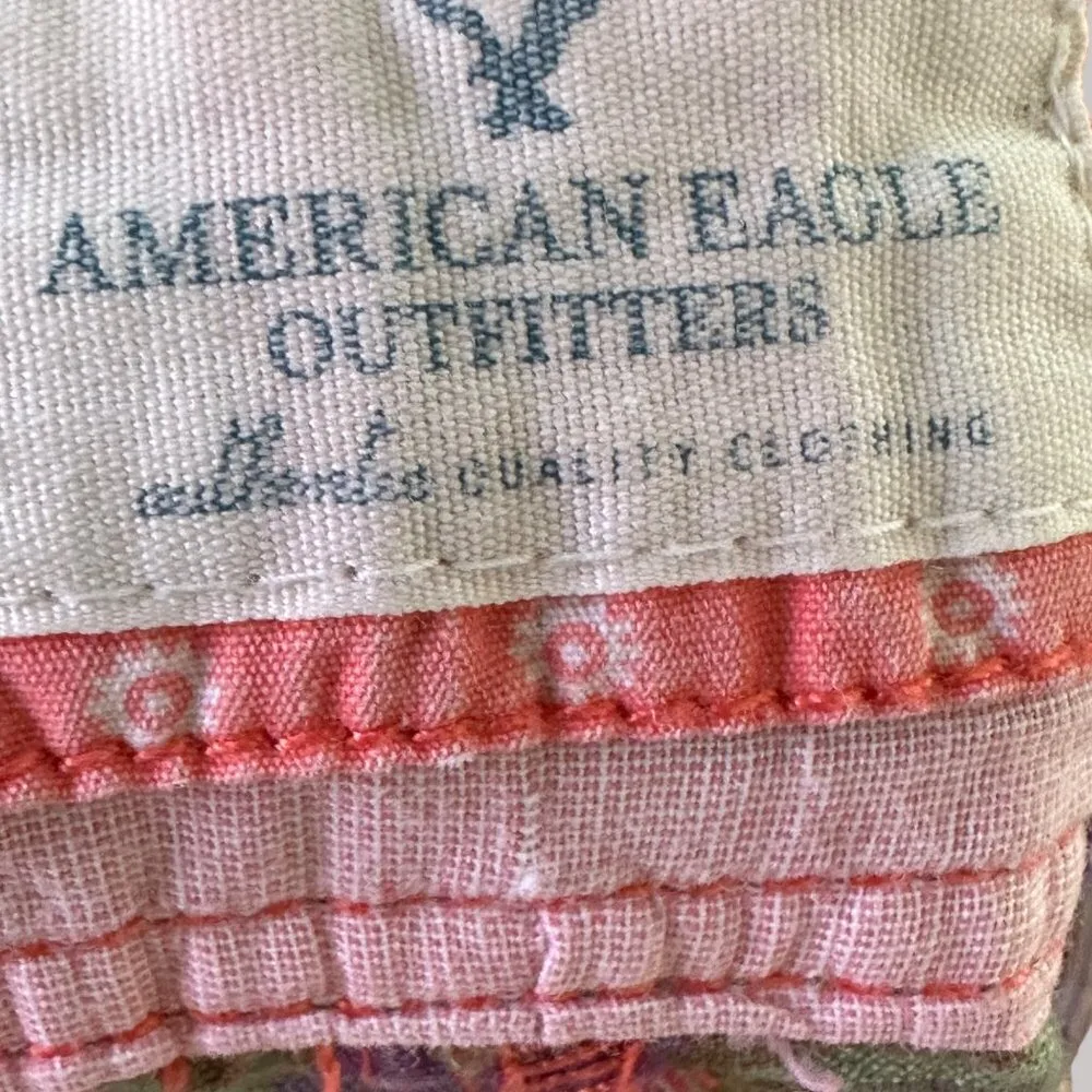 American Eagle Size 14 Plaid Print Cotton Summer Shorts Button Accents Pockets Green - Image 12