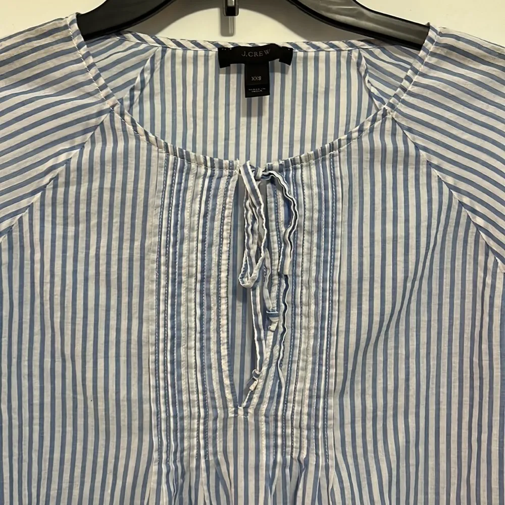 J Crew Striped Nautical Floral Embroidered 3/4
Sleeve Tunic Blouse Top Dress - Image 4