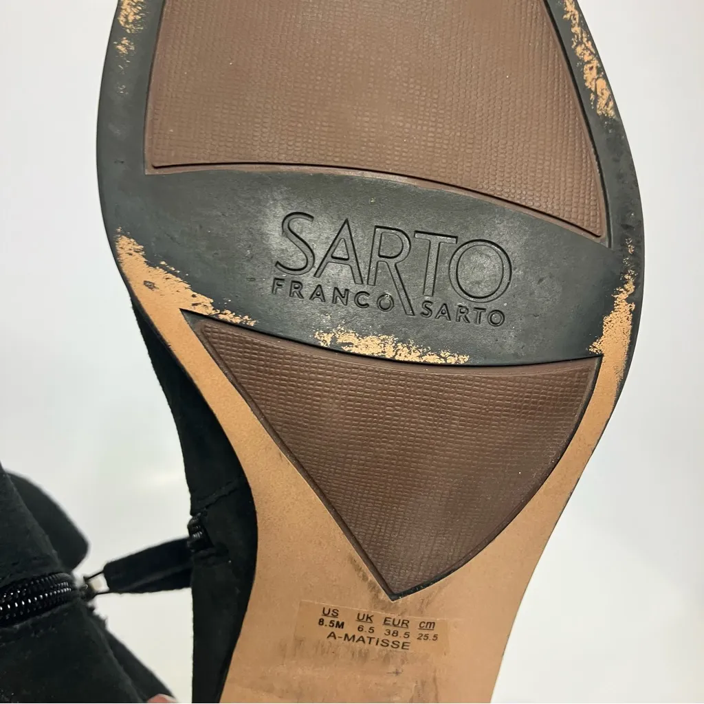 Franco Sarto black suede ankle boots block heel women’s size 8.5 business casual - Image 8