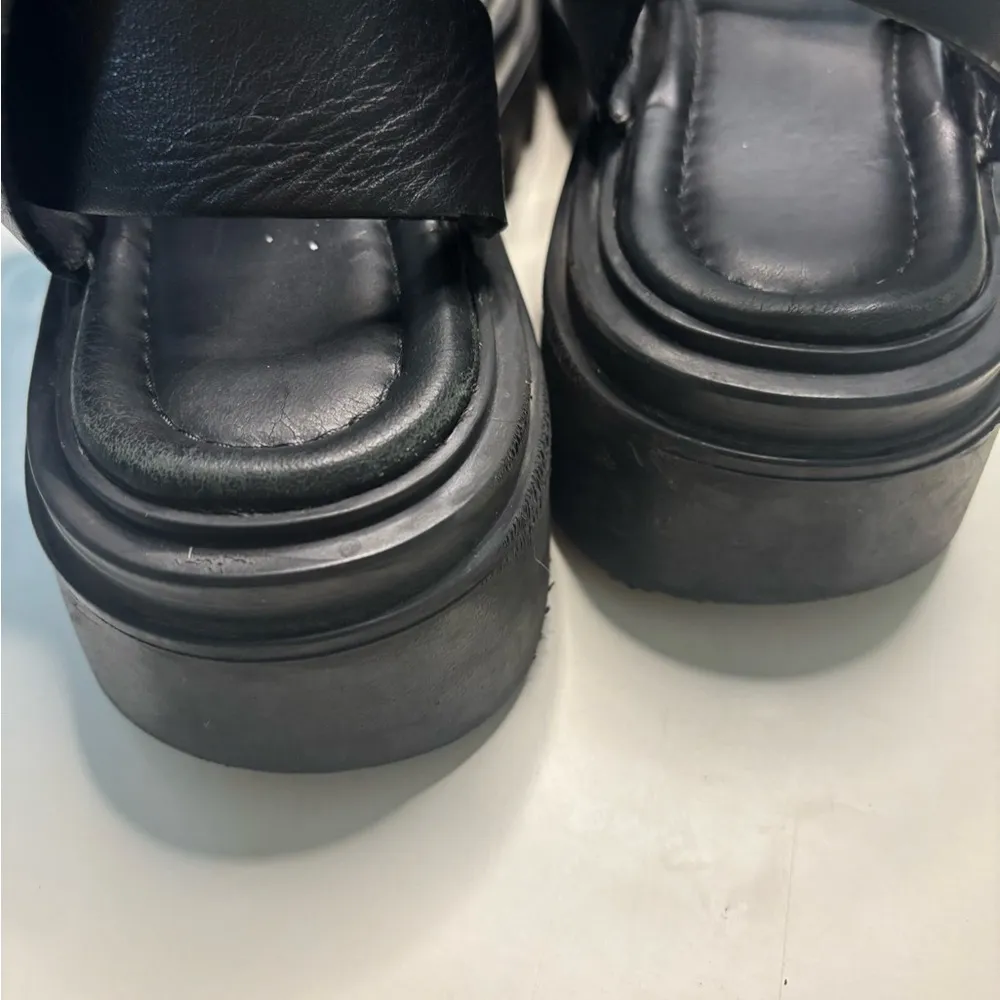 Zara Leather Chunky Platform Ankle Strap Sandals Size 38/7.5 Y2K - Image 4