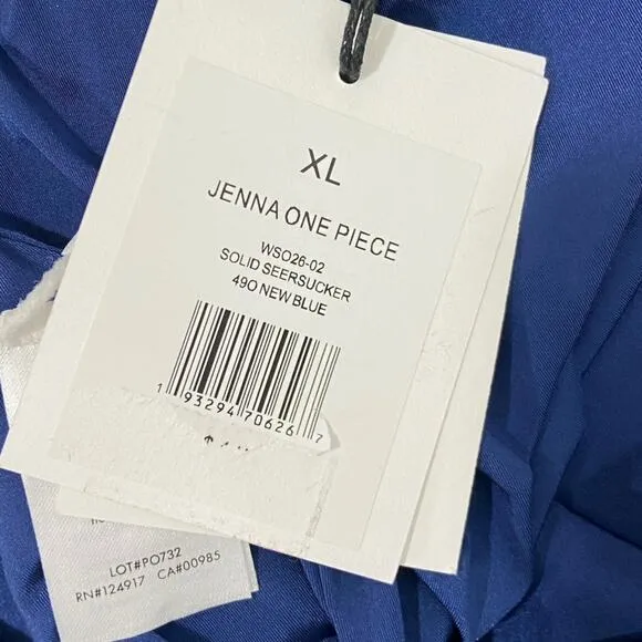 ONIA NWT $189 blue Jenna Asymmetric One‎ Piece Swimsuit XL - Image 5