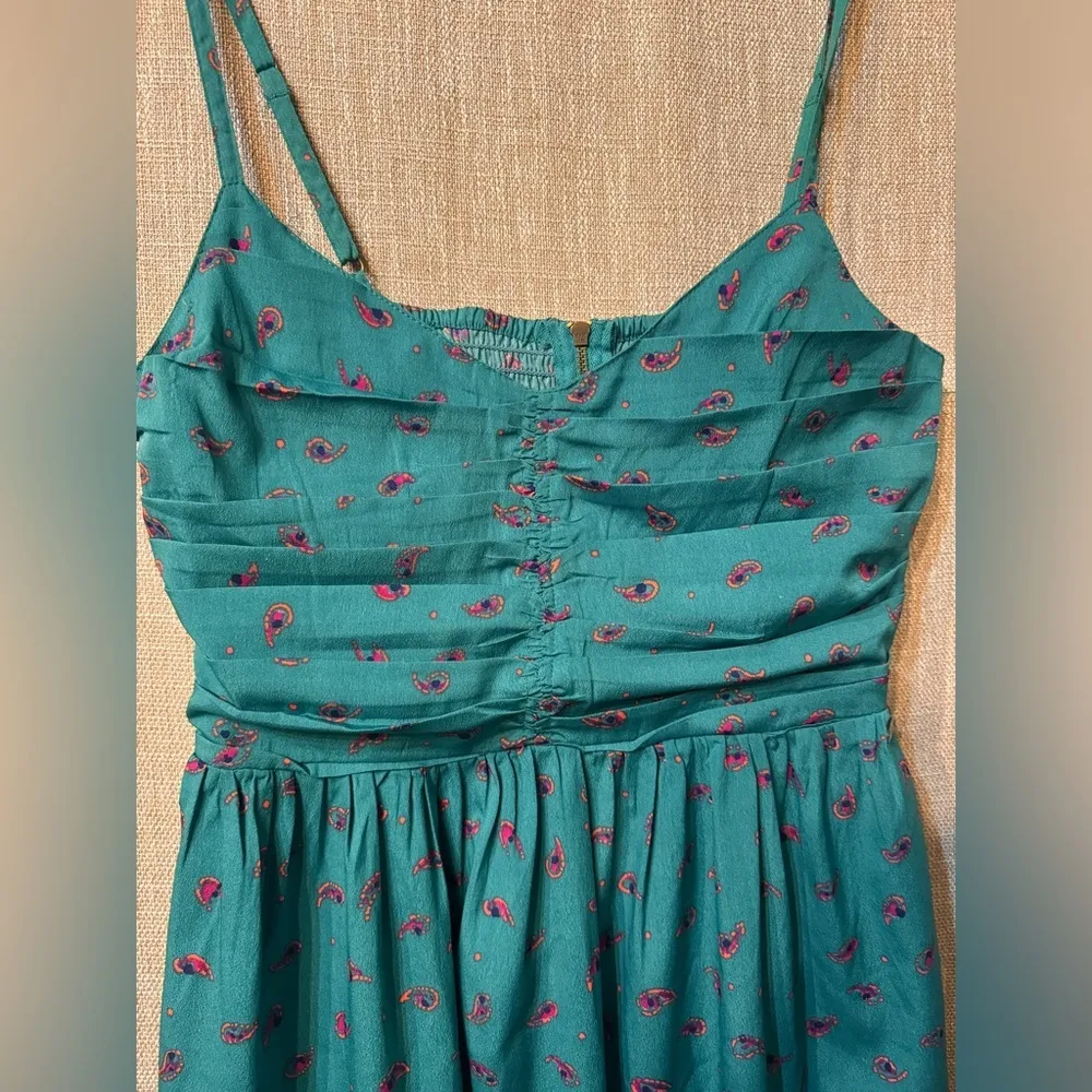 Roxy smocked back ruched top summer dress size small, green - Image 5