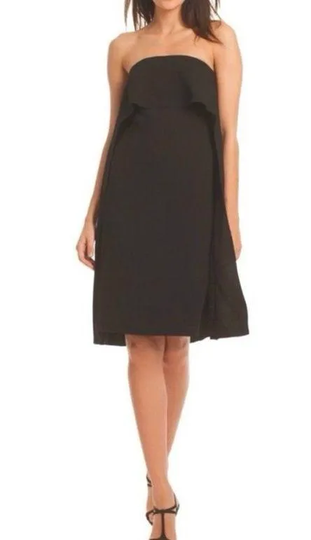 Trina Turk Black Ruffled Genius Strapless Convertible Cocktail Dress Size 4 - Image 3