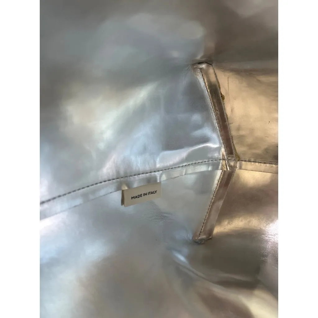 Mansur Gavriel Large Metallic Croc Tote Silver Womens Size OS - Image 12