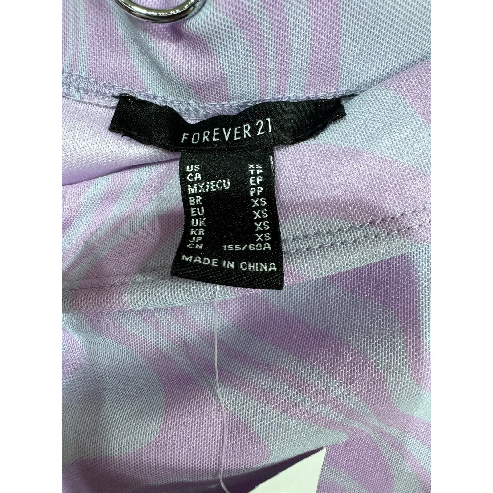 Forever 21 Y2K Lavender Sky Blue Swirl Print Mini Skirt Lace Trim Women's XS New - Image 5