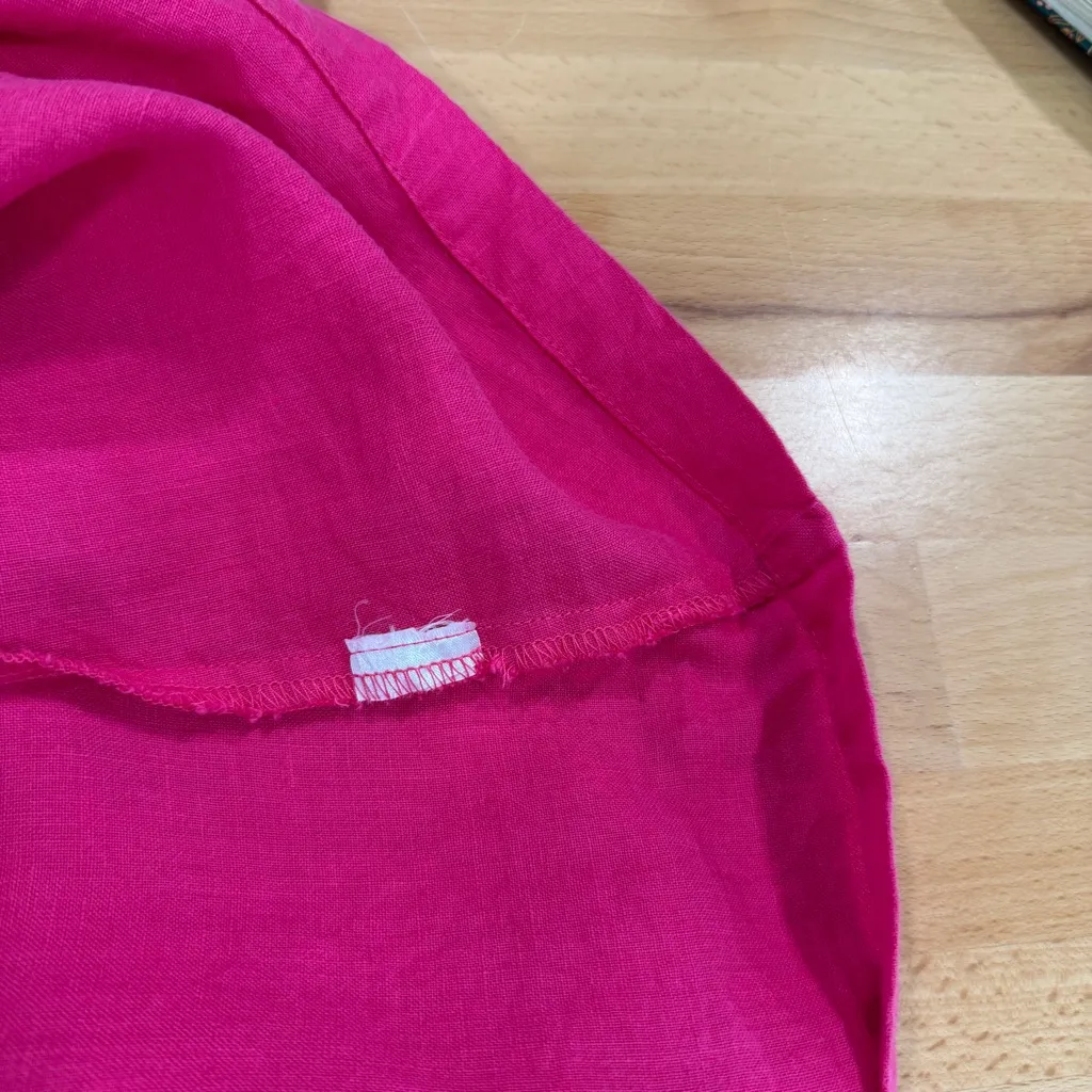 Flax Back Up Tunic Top 100% Linen Button Pleat Pink Size Small - Image 7