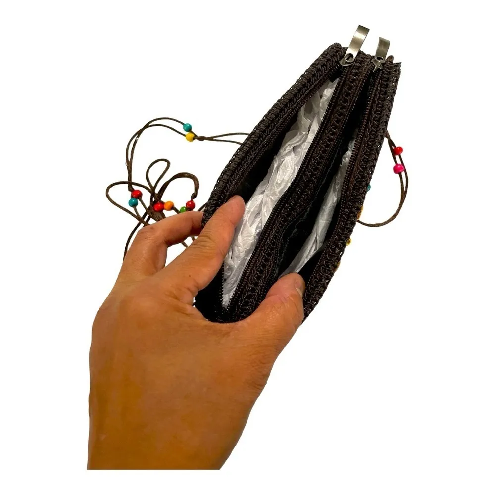 Beats mini sling crossbody bag in beautiful brown color with coconut shell - Image 5