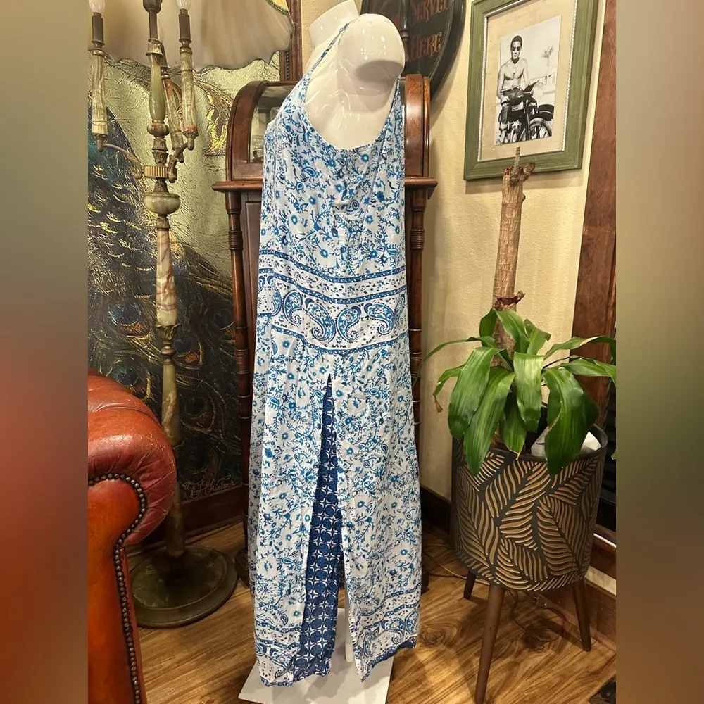 EUC World Market light weight midi dress w double fabric and side cuts Blue Size undefined - Image 2