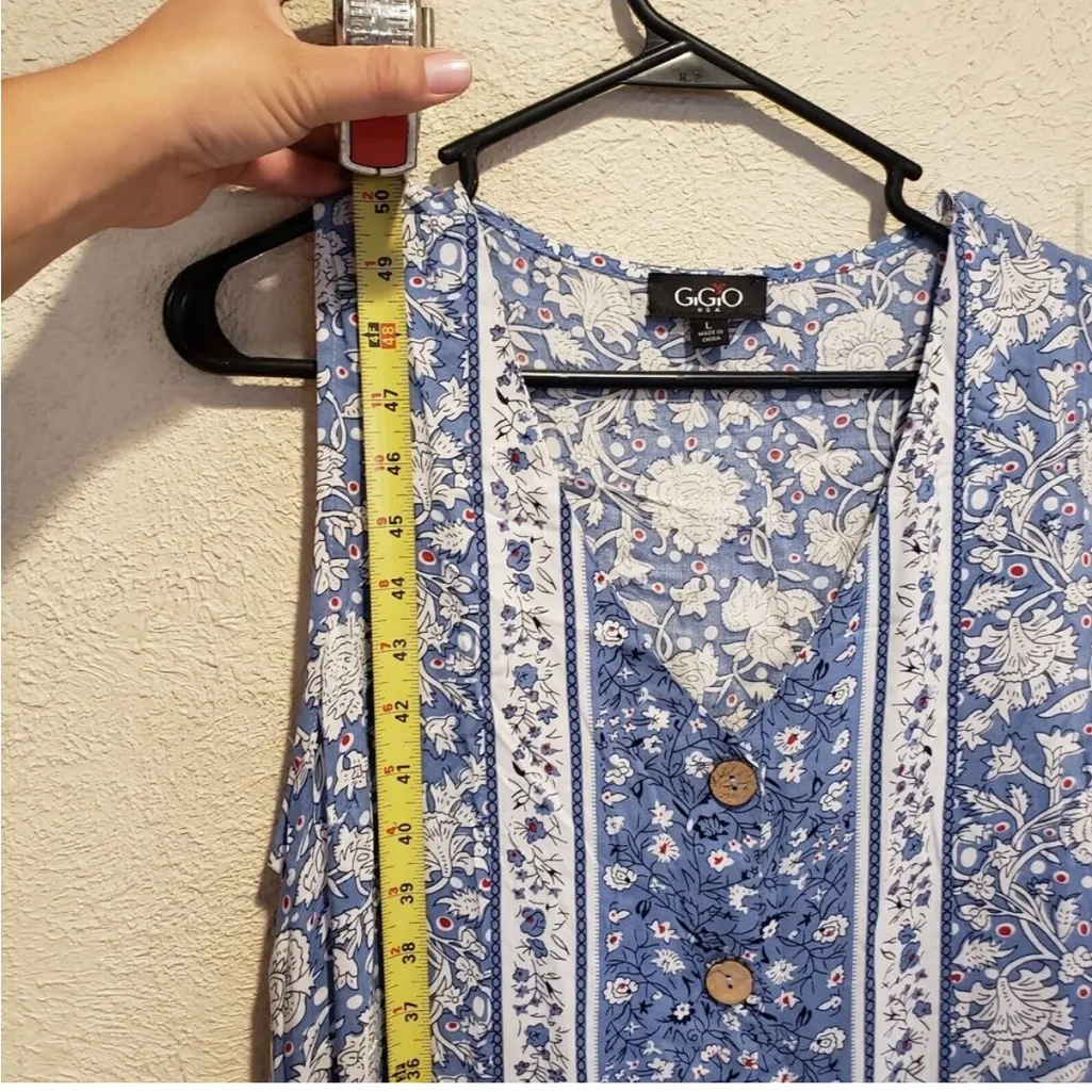 Gigio Plus‎ L Floral Print mix ruffle dress High Low Sleeveless Blue Size L - Image 3