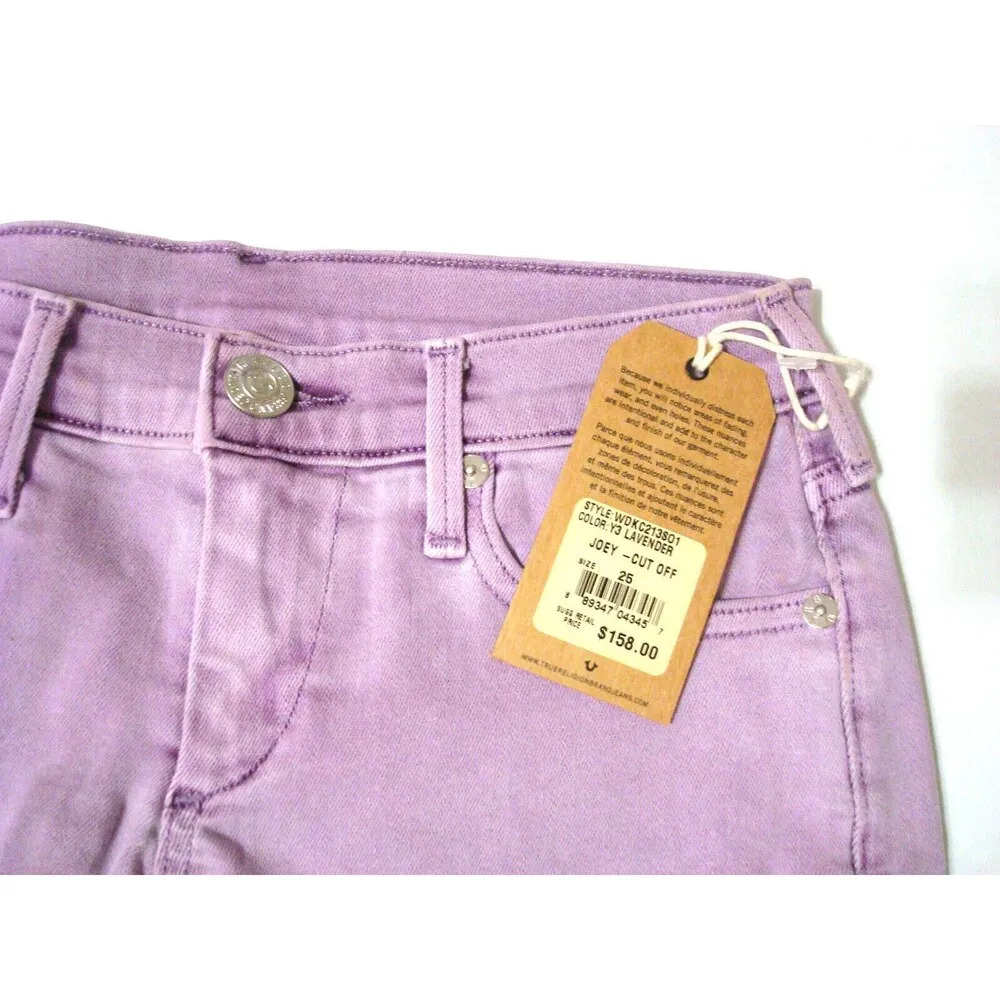 New Womens True Religion NWT $158 Denim Jean Shorts 25 Purple Lavender USA Joey - Image 4