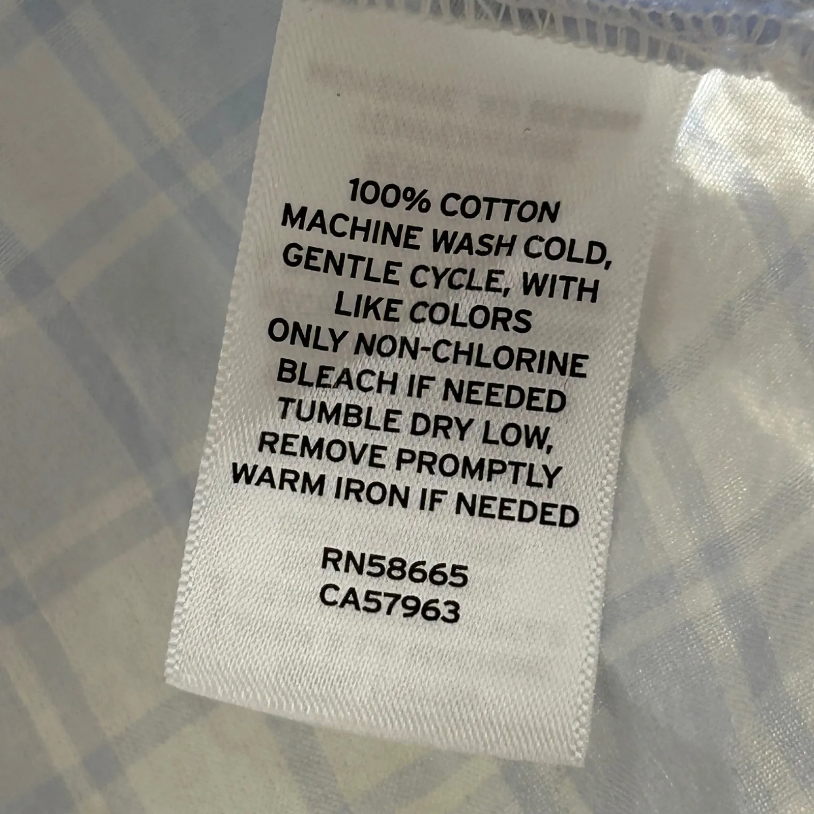 Melrose and Market Plaid V Neck Puff Sleeve Top Women's Size M Light Blue White - Image 4