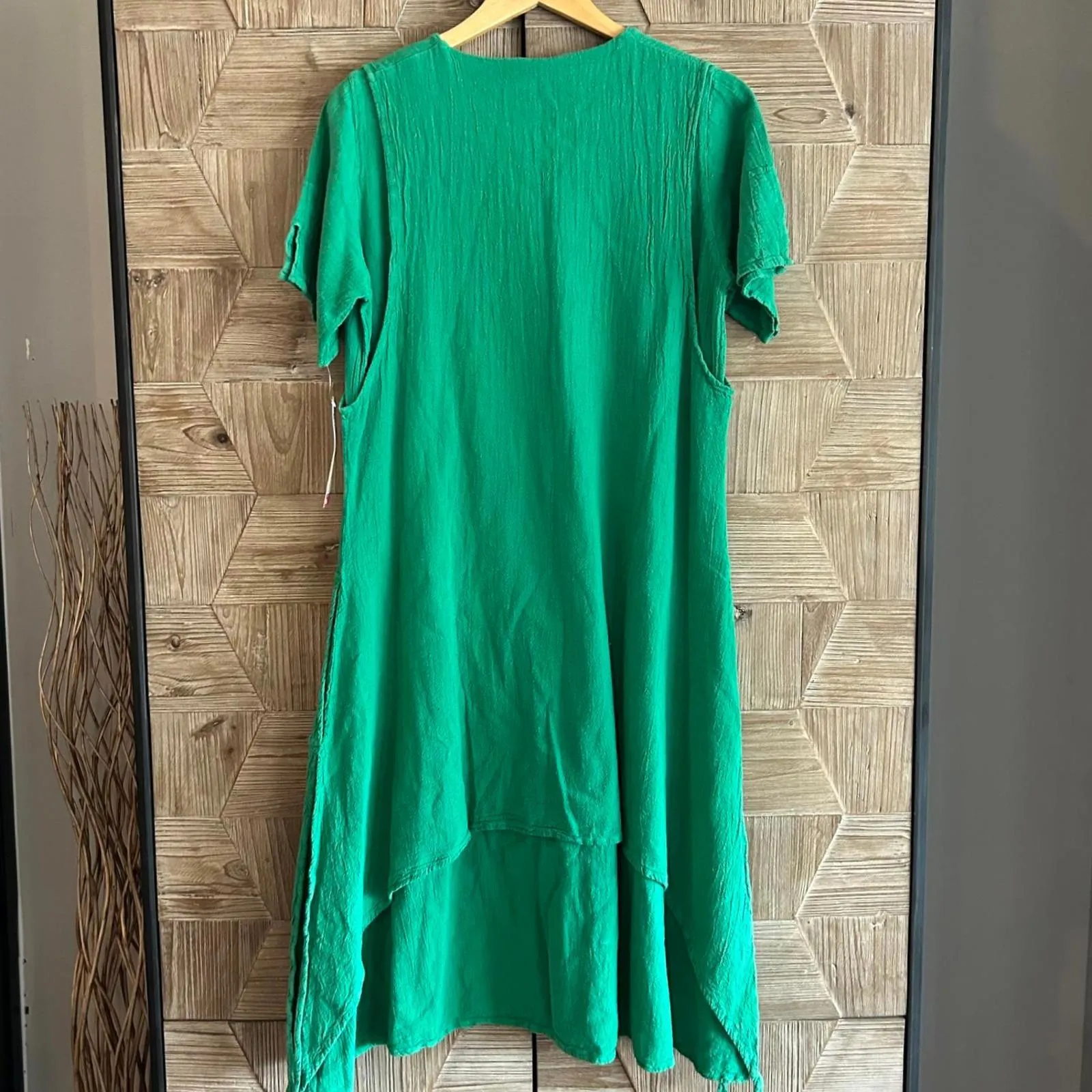 NWT Manta Del Lago Maxi Dress Sz Medium Green Lagenlook Artsy - Image 7