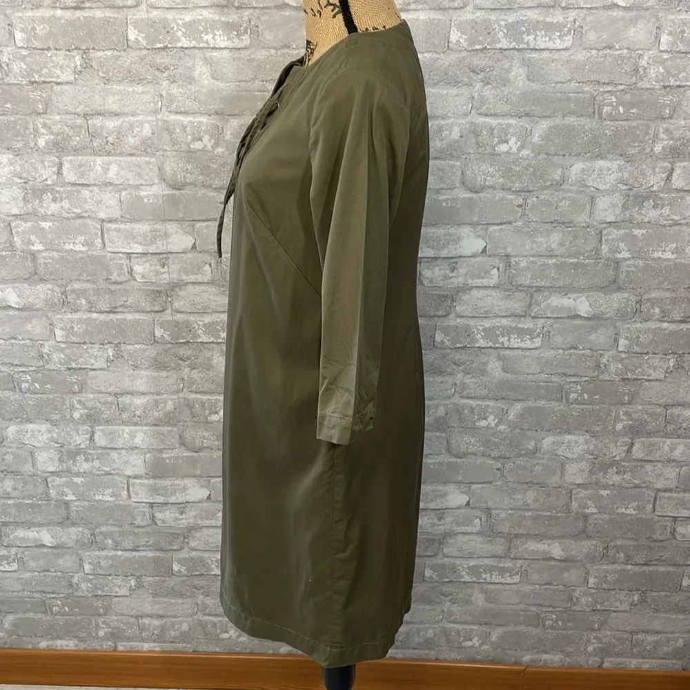 Talbots Olive Green Military Lace up Shirt Dress - Image 4