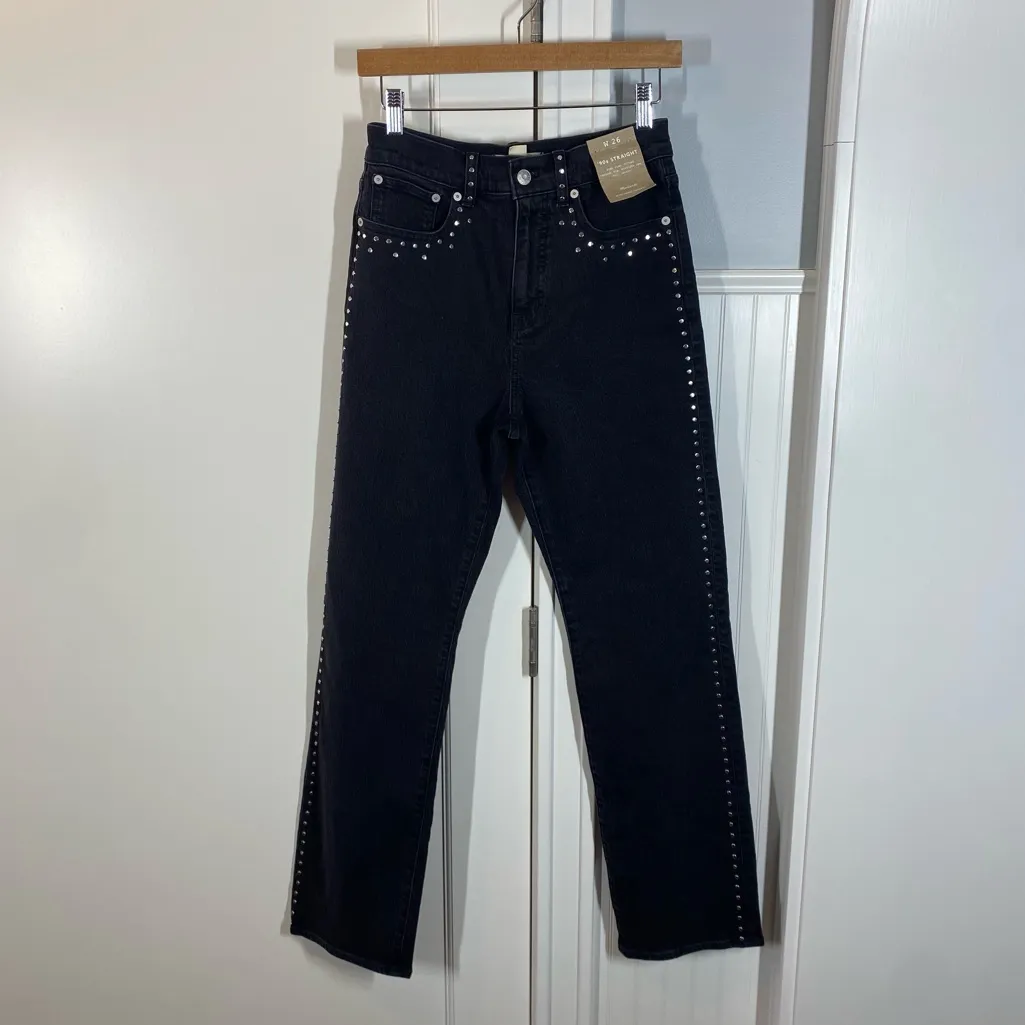 NWT Madewell Limited-Edition Drop: The‎ Studded '90s Straight Jean size 26 black - Image 2