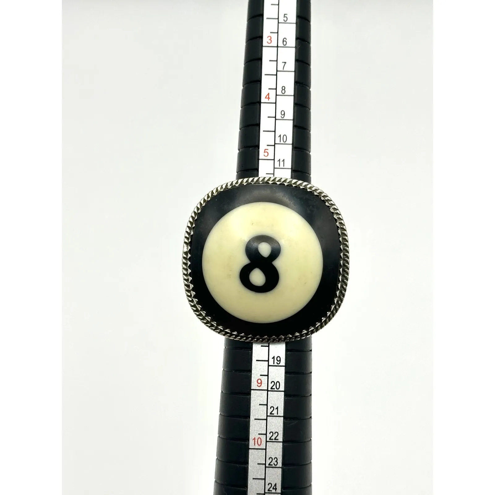 Handmade Billiard‎ 8 Ball Statement Sterling Silver Ring Adjustable Size - Image 8