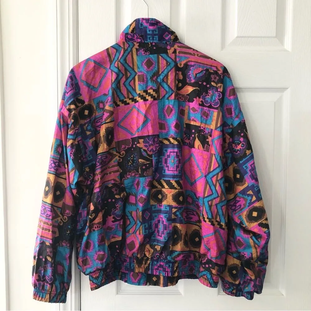 Wilson Vintage 80s Graphic Bold Southwestern Print Windbreaker Jacket Large - Image 5