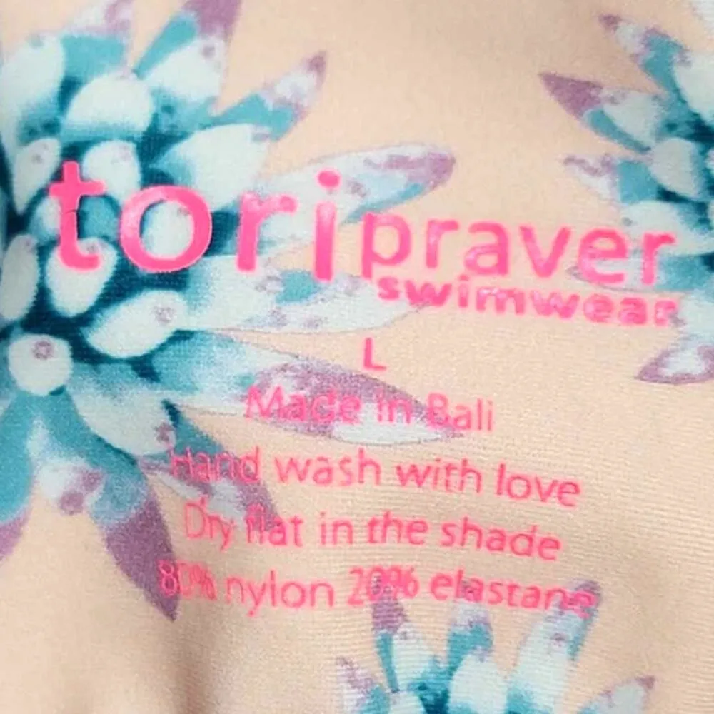 Tori Praver Swimwear Shyla / Kalani Bikini Set Wild Agave Ginger Pink Blue Large - Image 8